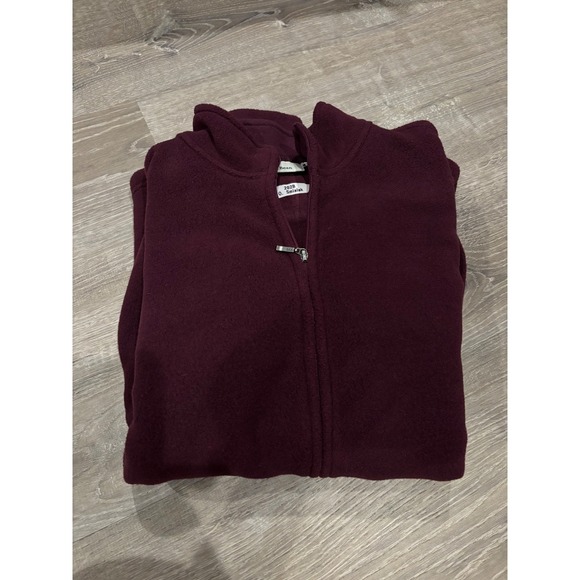L.L.Bean Fleece Jacket Full Zip Burgundy Red Wine Casual Warm Layering Large - Picture 1 of 4